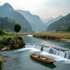cascade boat clean china natural rural