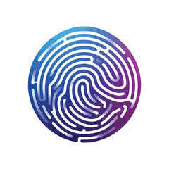 Finger Print Icon With Blue Purple Gradation Colors  Vector illustration, isolated on white background 