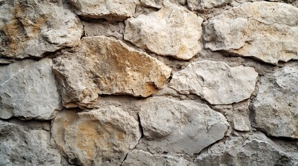 Rustic Stone Wall Texture: A Close-Up View of Irregularly Shaped Stones