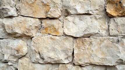 Fototapeta premium Rustic Stone Wall Texture: A Beige and White Masonry Background
