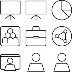 Presentation Icons Business, Meeting, Teamwork, Collaboration, Graph, Data