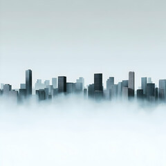 Fototapeta premium Cityscape in Fog 3D Illustration