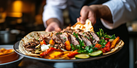 Kebab presented in a delicious and appetizing manner