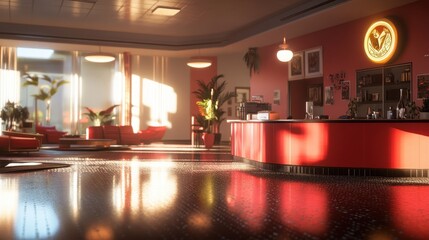 Cozy and Inviting Retro Diner Interior with Warm Lighting