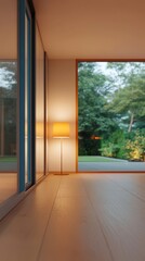 Futuristic Smart Home of Tomorrow: Modern Tech, Eco-Friendly Design, Glass Walls, and Blue Lighting
