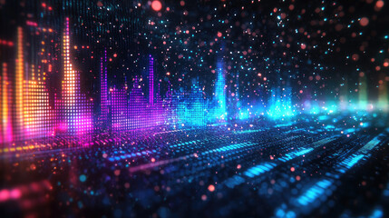 Fototapeta premium Immersive digital environment with vibrant abstract light patterns for modern design concepts