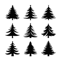 Christmas Tree Bundle Silhouette Design for Print and Digital