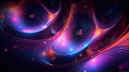 Abstract swirling neon light patterns creating vibrant cosmic art