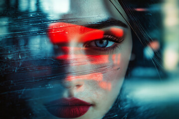 Dramatic Portrait with Vibrant Red Glow