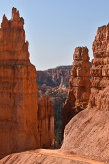 Stunning hiking trails in Bryce Canyon National Park with its red, crimson and orange rock...