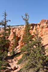 Stunning hiking trails in Bryce Canyon National Park with its red, crimson and orange rock...