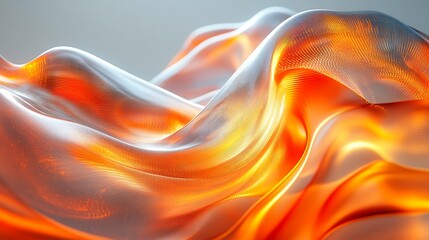 Fototapeta premium Abstract flowing orange and white fabric waves.