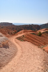 Stunning hiking trails in Bryce Canyon National Park with its red, crimson and orange rock...