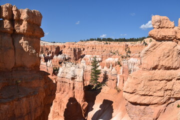The amazing red hoodos and orange rock formations of Bryce Canyon National Park in Utah