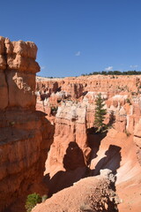 The amazing red hoodos and orange rock formations of Bryce Canyon National Park in Utah