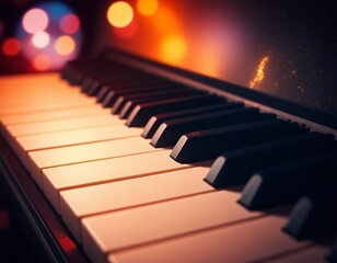 Piano Keys Music Concert Stage Night Lights Background
