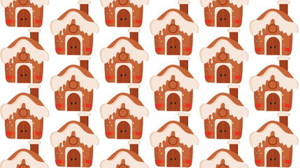 A charming pattern featuring whimsical gingerbread houses with snowy rooftops, perfect for holiday-themed projects and festive decor. Ideal for wrapping paper, textiles, and invitations.