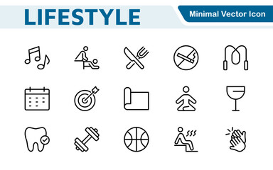 Lifestyle Icon Set. A chic and versatile collection of icons representing wellness, hobbies, daily living, lifestyle, and personal growth.