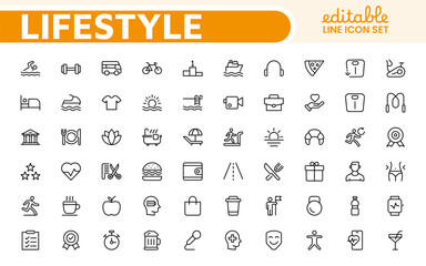 Lifestyle Icon Set. A chic and versatile collection of icons representing wellness, hobbies, daily living, lifestyle, and personal growth.