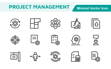 Project Management web icons in line style. Outline icon collection related to Schedule, human resource, management, development, planning, and more.