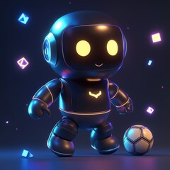 Dynamic Minimalist Character in Action Soccer Field Animation Playful Environment Front View Engaging Concept