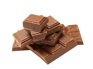 Chocolate pieces isolated on white