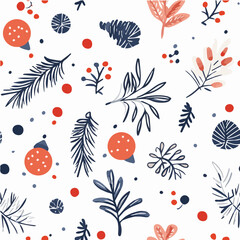 Vector of hand drawn Winter holidays seamless patterns with ornament