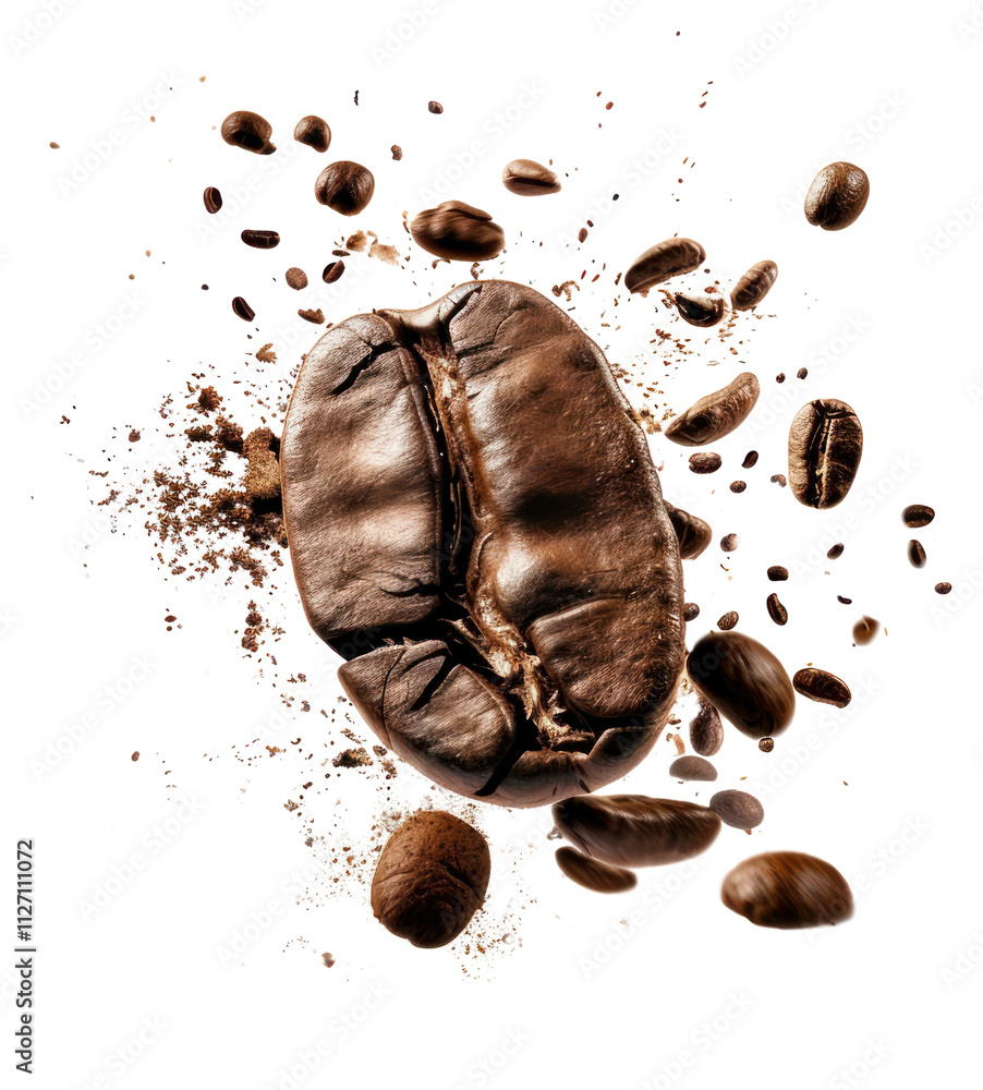 Poster png exploding coffee bean background explosion beans.