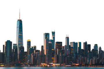 Chicago Skyline with Iconic Architecture and Sunset View