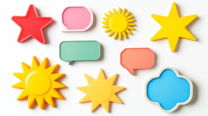 bursting shape speech bubbles set. starburst and sunburst cartoon with different color isolated on white background.