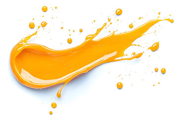 Fototapeta premium Orange mango puree splash isolated on white background
