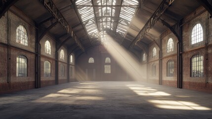 Ethereal Illumination: A Majestic Abandoned Hall's Captivating Beauty