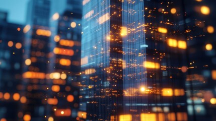 Fototapeta premium Vibrant Cityscape at Night: Dazzling Lights and Skyscrapers