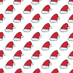 Seamless pattern with festive new years hat on white background.eps