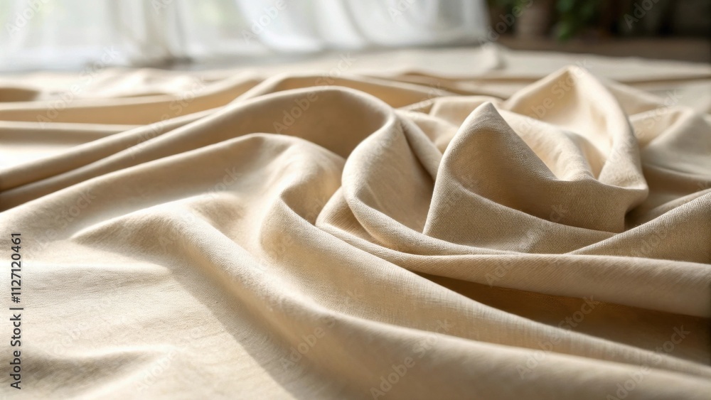 Aufkleber the smooth and delicate drape of creamy linen fabric creates a serene and gentle atmosphere