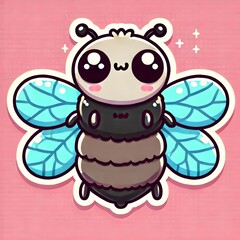 Obraz premium Funny Kawaii Botfly Sticker with Playful Expression