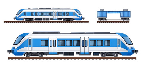Metro, train intercity express side view flat design illustration isolated on white background
