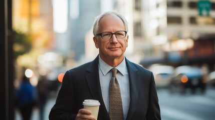 Urban Businessman with Coffee Cup - City Portrait