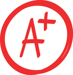 Red Circle A+ Grade Symbol for Education and Achievement