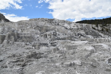 Stunning landscapes with old pine forests, rivers, valleys and waterfalls in Yellowstone National Park in Wyoming and Montana