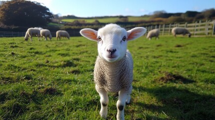 Innocent Lamb in a Lush Green Meadow
