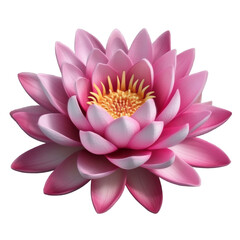 a pink lotus flower 3d render icon isolated on transparent background cutout