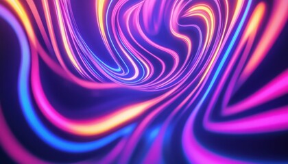 Obraz premium Abstract Neon Swirls Vibrant Pink Blue Yellow Background