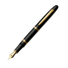 Naklejka premium a black fountain pen with a gold nib 3d render icon isolated on transparent background cutout