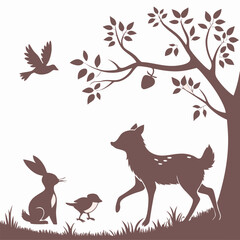 Silhouette of Woodland Creature Collection for Kids' Decor Playful and Adorable Vector Art