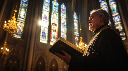 Reverent Figure in a Church Setting