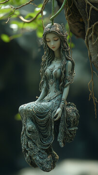 Nareephol or Makaliporn fruit of a maiden is shaped like a beautiful young woman, a mythical tree bearing fruits in the shape of a girl in the legendary Himavanta forest
