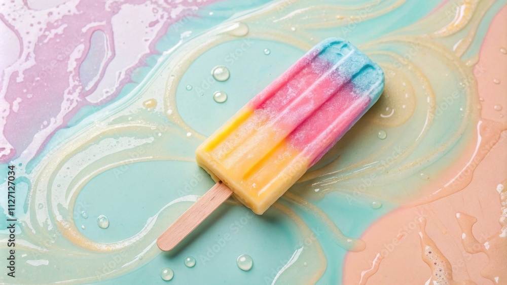 Poster a tri-color popsicle melts into a summery abstract landscape of shimmering hues