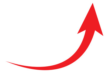 red arrow. Red curve arrow vector. Red arrow icon in isolated background.