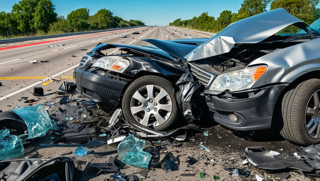 broken car on the road accident